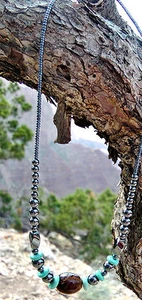 Collar navajo hecho a mano hemitita turquesa y piedra ojo de tigre de 20 - Imagen 1 de 2