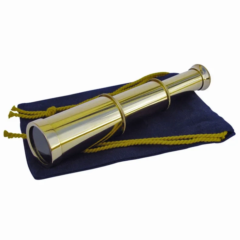 Винтажный латунный ручной пиратский телескоп — 15 см — морской монокуляр с чехлом - Изображение 1 из 1