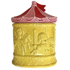 Vintage 1950s Ceramic Carousel Cookie Jar - Kitschy Merry Go Round - Japan - Picture 1 of 12