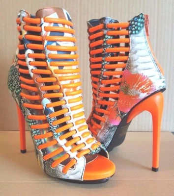 Luichiny Orange Vegan Leather Crunch Time Ankle Booties Womens Size US 7M NIB - Image 1 of 4