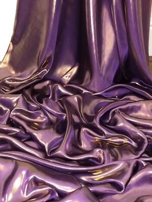 1  Meter Purple/gold Wet Look Shimmer Satin Fabric 58” Wide Dressmaking - Image 1 of 2