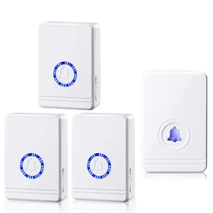 Wireless Doorbell Türklingel Wasserdicht Funkklingel 1 Sender 3 Empfänger Chimes - Picture 1 of 12