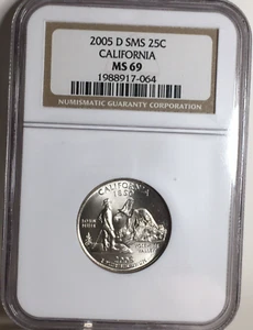2005-D California State Quarter NGC MS69 SMS satin Free Ship. #917-064 - Picture 1 of 2