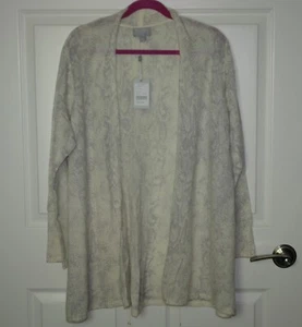 NWT Pure Collection Cashmere Gassato Swing Cardigan Ivory w/Grey Snake Print XL - Picture 1 of 4