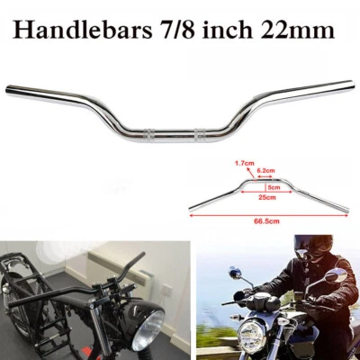 22mm 7/8" Motorcycle Handlebars Chrome Motorbike Drag Bar Universal For Harley - Image 1 of 4