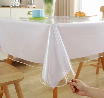 HOME MART GOODS Clear Plastic Vinyl Fabric Table Cover Protector Tablecloth for Dining Table