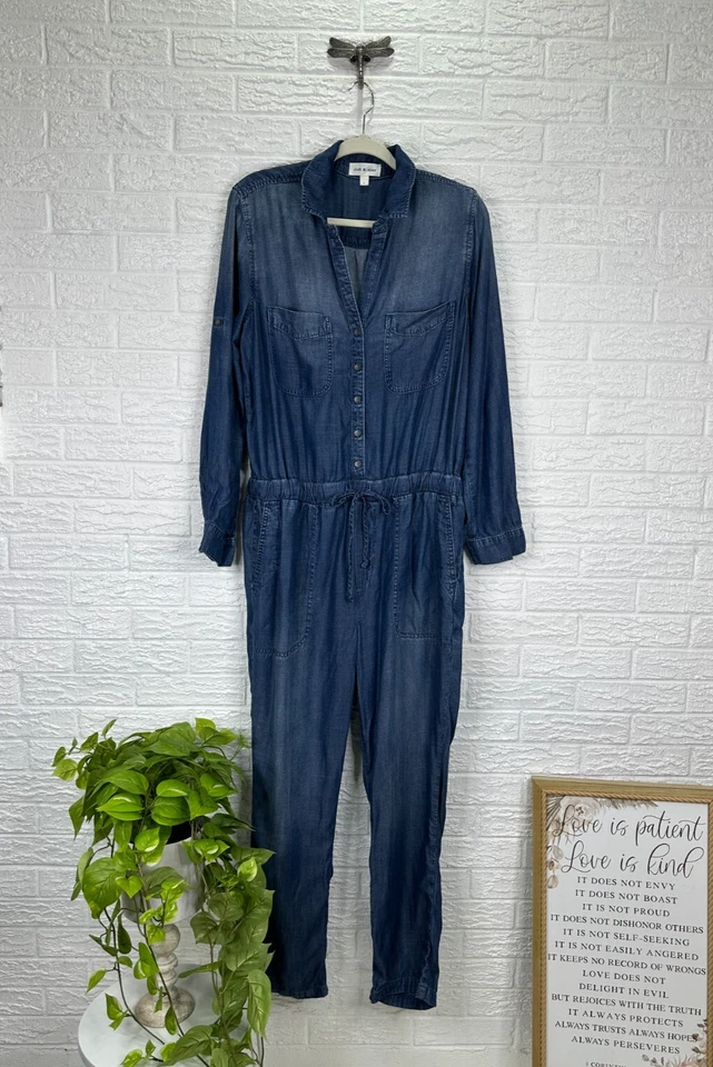 Women's L Anthropologie Cloth & Stone jump suit blue long sleeve - Image 1 of 4