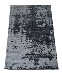 Modern Hand-Knotted Wool Rug 90x150 Vintage Gray Living Room Rug SH156 - Picture 1 of 7