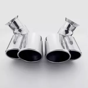 Stainless Steel Exhaust Tips 2.75" OD Inlet Rolled Out Pair Staggered Weld On - Picture 1 of 6