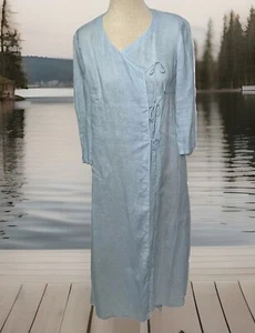 Armand Ventilo linen size 38 6 US light blue wrap delicate dress cruise wear - Picture 1 of 9