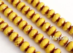 25 5/7 mm Czech Glass Gemstone Donut Beads: Copper - Opaque Yellow - Picture 1 of 1