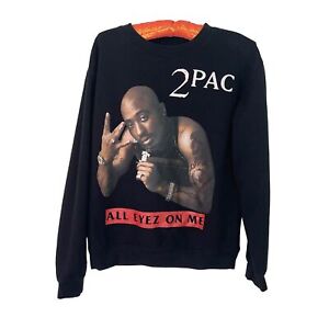 2Pac Womens Sweatshirt Black Size Small All Eyez On Me Graphic Long Sleeve Tupac