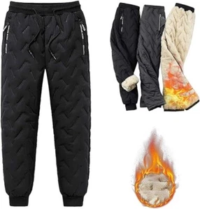 Sherpa gefütterte Herrenhose kaltes Wetter warm mit Reißverschlusstaschen 33w/30 schwarz - Bild 1 von 1
