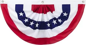 One USA Pleated Fan Flag 3X6 Feet American US Bunting Flags Half Fan Banner - Picture 1 of 7