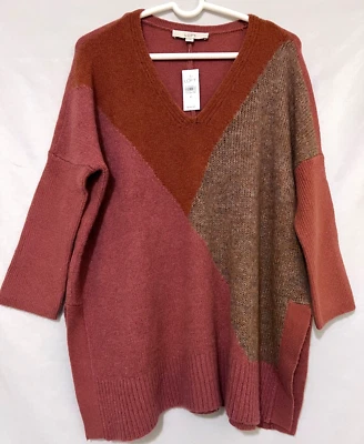 Nuevo con etiquetas Poncho Suéter Ann Taylor LOFT Mujer Mediano Bloque de Color Mezcla de Lana de Alpaca Foto 1 de 4