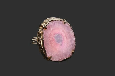 Anillo Druzy Solar Real Rosa 18K Negro Chapado Ajustable Superposición Joyería Sp-244 Foto 1 de 2