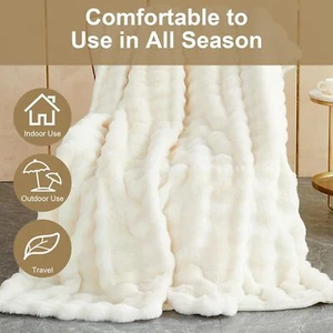 Luxury Plush Throw Blanket Super Soft Cozy Fuzzy Blanket Faux Fur Bed Blanket - Picture 1 of 76