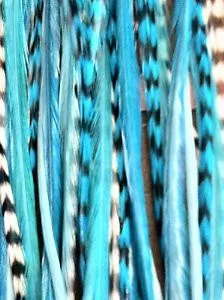 Feather Hair Extension Light Blue Remix 6-12 Feathers for Hair Extensionincludes - Image 1 of 4