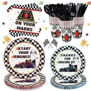 Race Car Birthday Party Supplies Tableware Racing Car Party Decorations Inclu... - Picture 1 of 7