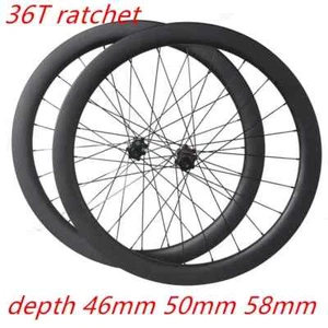 700c Road Bicycle Carbon Fiber Wheelset Disc Brake Center Lock 36T Ratchet Hub - Picture 1 of 7