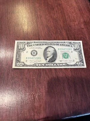 1990 $10 Ten Dollar Bill US Note B33487158D - Image 1 of 2