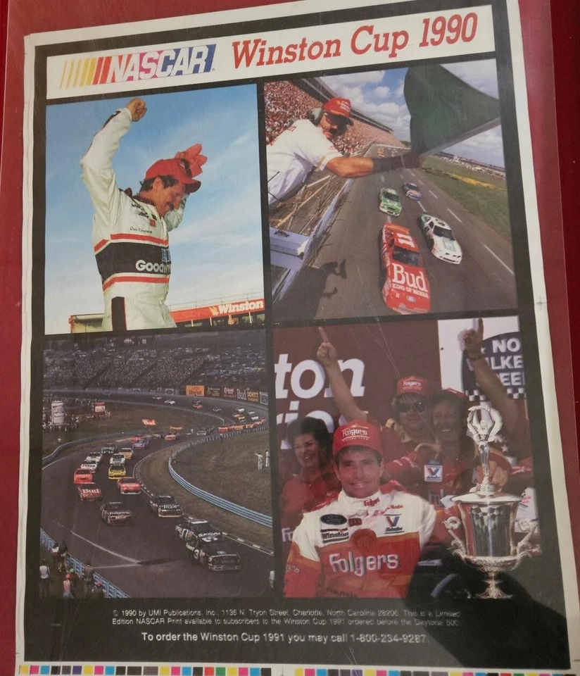 Vintage 1990 Nascar Winston Cup Poster Dale And Mark  Large 17” * 22"  AWESOME!! - Image 1 of 1