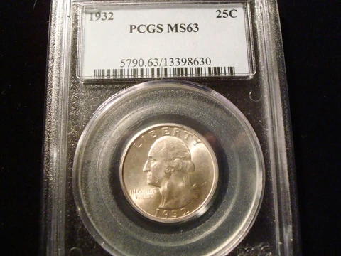 1932 Washington Quarter PCGS graded MS63 Cover