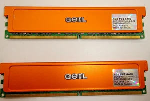 Geil 2GB (2x 1GB) DDR2-800 GX22GB6400UDC PC2-6400 4-4-4-12 2.1V #R497 - Picture 1 of 2