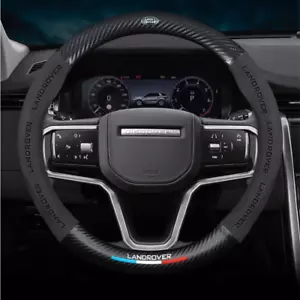 15" PU Leather+Carbon fiber Steering Wheel Cover For 1948-2025 Land Rover - Picture 1 of 16