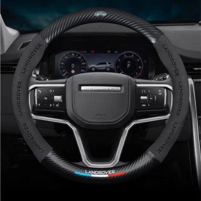 15" PU Leather+Carbon fiber Steering Wheel Cover For 1948-2025 Land Rover - Image 1 of 4
