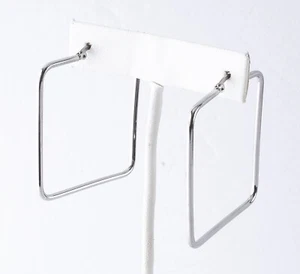Juego de 2 pendientes de aro cuadrados y rectangulares de acero inoxidable - Imagen 1 de 4
