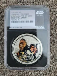 2011 NIUE $2 Star Wars Chewy $ Han 1 oz silver PF 70 Ultra Cameo Black Series - Picture 1 of 1