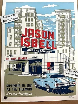 Póster firmado por Jason Isbell The Fillmore Detroit MI 2021 AP S/N #/25 Foto 1 de 4