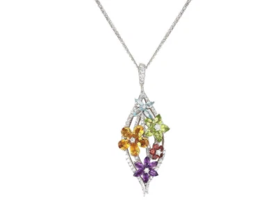 Features Vivid White 1.47CT White Lab-Created Diamond & 5.15CT Gemstones Pendant - Image 1 of 3