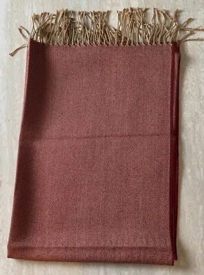 Bufanda unisex 100 % bebé alpaca, hipoalergénica, patrón de espiga roja y blanca Foto 1 de 3