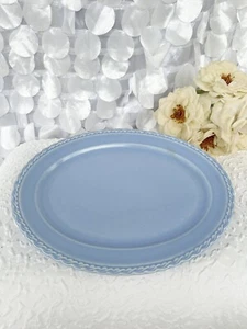 Authentic MCM Vernon Kilns California Oval Pottery Platter Plate Blue Solid - Picture 1 of 6