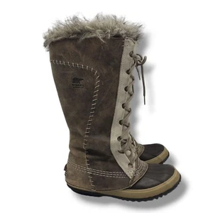 Sorel Cate the Great Tall Boot Womens 6 Waterproof Leather Faux Fur NL1642-221 B - Picture 1 of 9