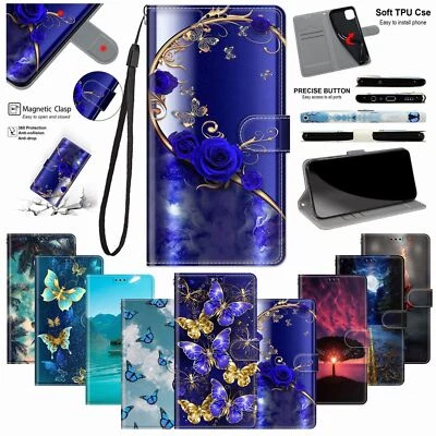 Wallet Phone Case Kickstand Leather Pattern Cover For Google Pixel 8/7/6 Pro 7a - Image 1 of 4