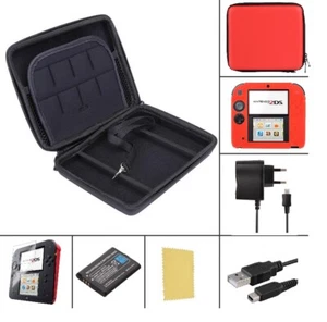 Pack Nintendo 2DS 6 en 1 Rouge - chargeur secteur usb housse protection batterie - Photo 1/9