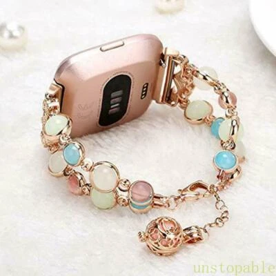 Correa de reloj para mujer Fitbit versa / Lite 2 perlas luminosas pulsera correa de metal Foto 1 de 4