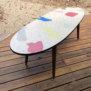 Vintage Coffee Table MCM Atomic 50s 60s RARE Mid-century Retro Oval Surfboard - Picture 1 of 23