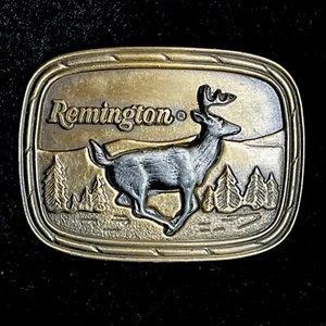 Vintage 1979 Sid Bell Remington Running White-Tailed Deer Belt Buckle - Picture 1 of 5