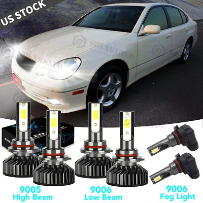 For Lexus GS400 1998 1999 2000 Combo 9005 9006 LED Headlight Fog Light Bulbs F2 — 第 1/4 张图片