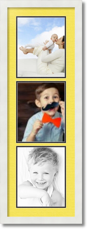 ArtToFrames Collage Mat Picture Photo Frame 3 8x10" Openings in Satin White 139 - Image 1 of 1