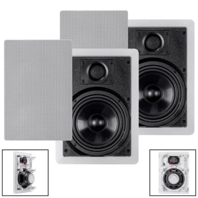 6.5" 2 Way 80W In-Ceiling In-Wall Stereo Audio Speakers 8-ohms PAIR OF 2 - Image 1 of 4