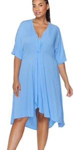 New Raisins Curve Women's Size 1X Blue Swim Cover Up Dress Rayon - Picture 1 of 4