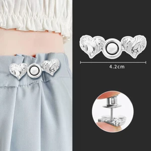 Trousers Waist Button Pin Button Love Heart Detachable Clip Metal Buckle DIY - Picture 1 of 20
