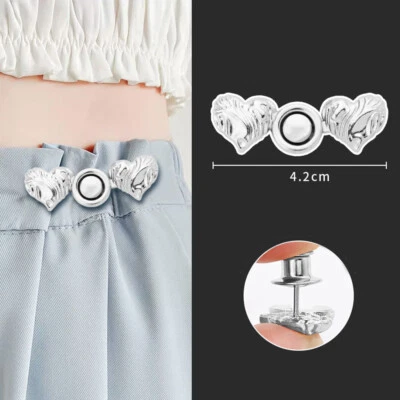 Trousers Waist Button Pin Button Love Heart Detachable Clip Metal Buckle DIY - Image 1 of 4