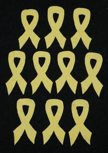 10 PRIMITIVE ANTIQUE CUTTER QUILT "SUPPORT OUR TROOPS" YELLOW RIBBONS! MILITARY! - Picture 1 of 1