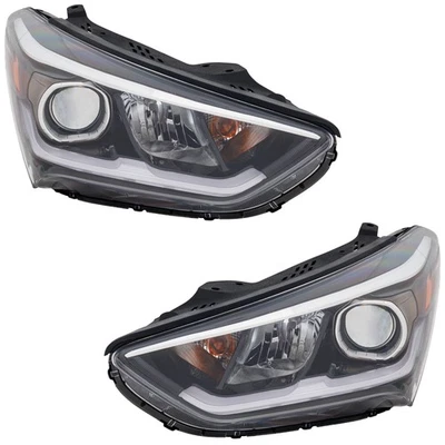 For 17-19 Santa Fe Halogen Headlight Headlamp Head Light Lamp w/Bulb SET PAIR Foto 1 de 4
